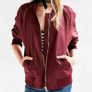 Urban Outfitters Maroon Bomber Jacket